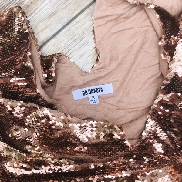 BB Dakota REVOLVE ROSE GOLD SPARKLE MOTION SEQUIN SHIFT DRESS - Image 7
