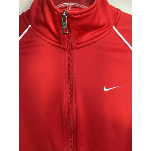 Nike The Athletic Dept Women's Large Red Full Zip Track Jacket White Piping - Image 4