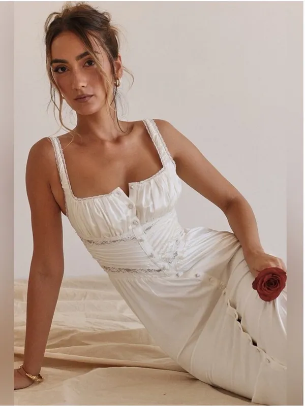 House of CB Illiana Ivory Real Silk Maxi Dress XS - Image 5