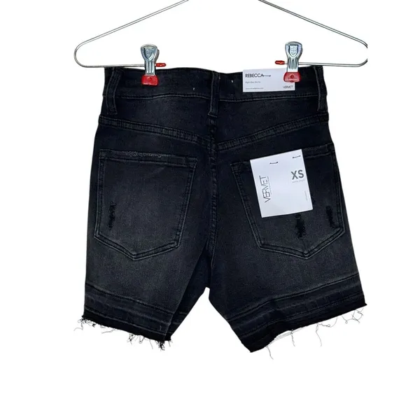 Vervet Women's Shorts Rebecca High-Rise‎ Raw Hem Bermuda Denim Black Sz. XS NWT - Image 11