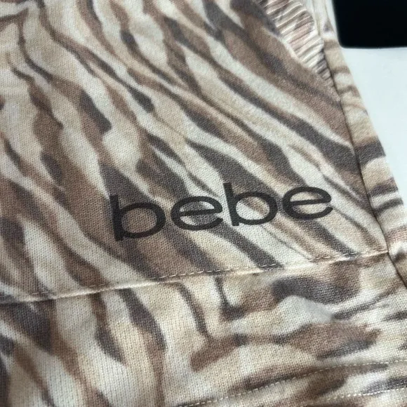 NWT Bebe Sport Tiger Print Ribbed Knit Lounge Shorts Tan Brown Size S - Image 7