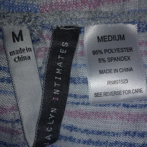 Jaclyn Intimates M Heatherd & Striped Pajama Set in Blue Pink - Image 3