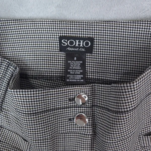 SOHO Apparel Ltd Houndstooth Dress Pants Women 8 Black White Straight Stretch - Image 5