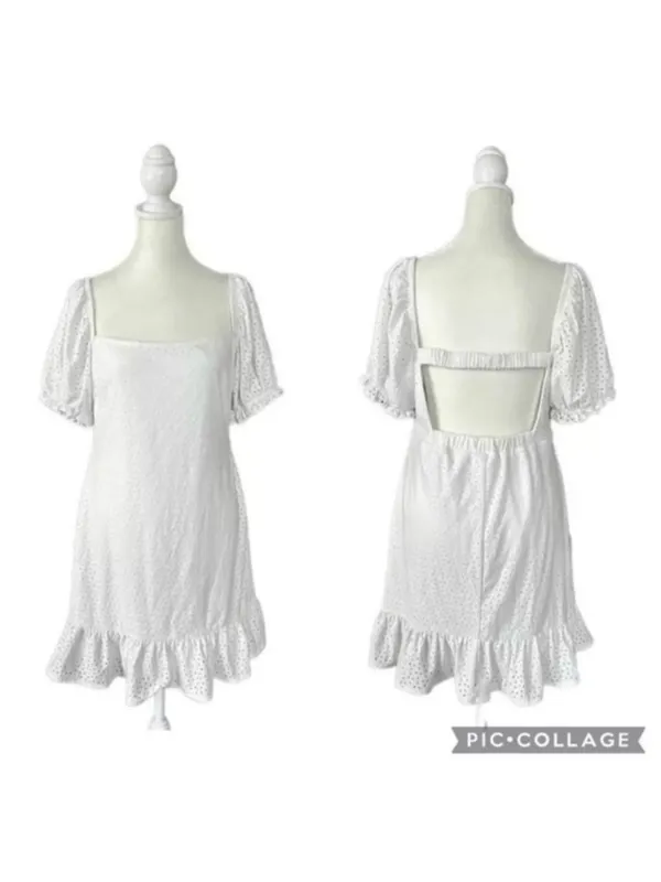 Speechless Eyelet Open Back Boho Prairie Core Mini Dress Sz Large Juniors - Image 2