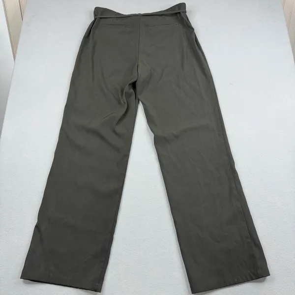 White Fox High Waist Wide Leg Tailored Trousers Charcoal Gray Buckle Waist M - Image 3