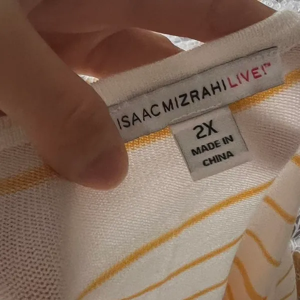 Isaac Mizrahi Yellow White Striped Sweater 2x - Image 6