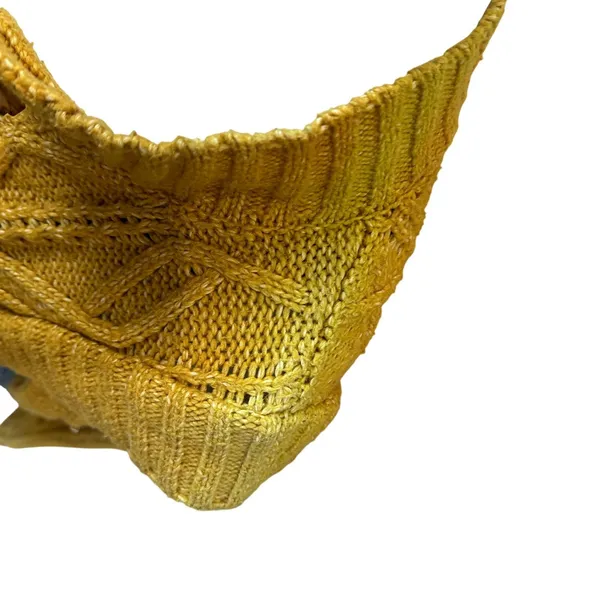 Central Park West Mustard Cable Knit Cardigan Sweater SMALL Cottage Prairie $181 - Image 10