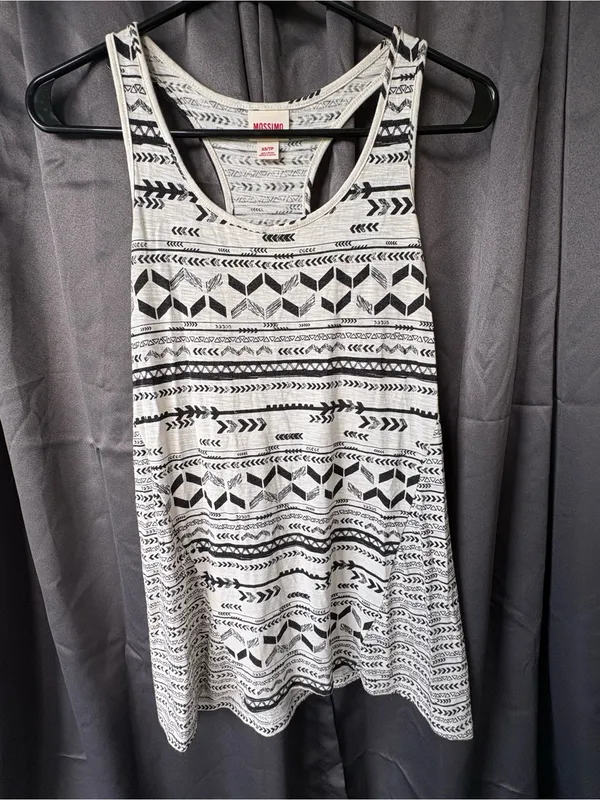 Mossimo #006 Black & Cream Geometric Racerback Tank Top Size XS - Image 2