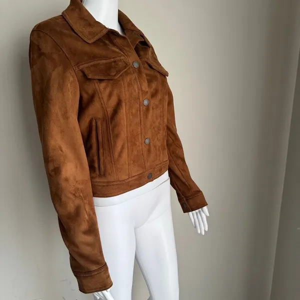Abercrombie & Fitch Faux Suede Trucker Jacket Size S NWT - Image 3