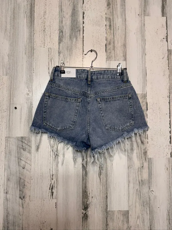RISE Supply Co Distressed Frayed Acid Wash Denim Shorts Womens Size 5 - Image 3