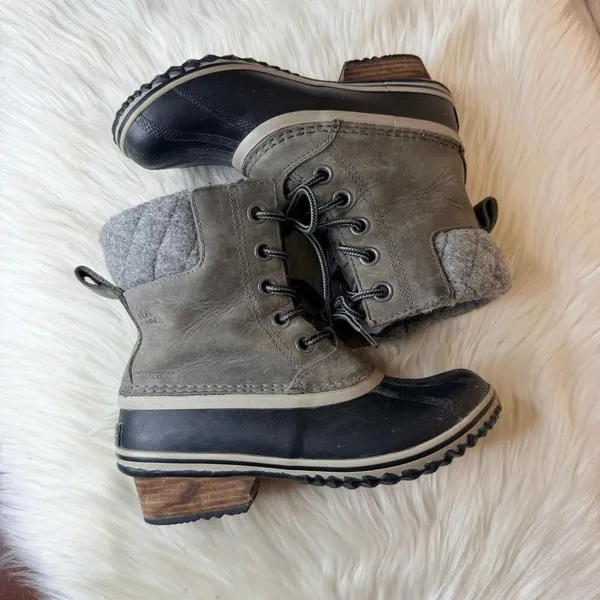 Sorel Slimpack II Lace Waterproof Winter Boots in Quarry Grey and Black Size 6 - Image 11