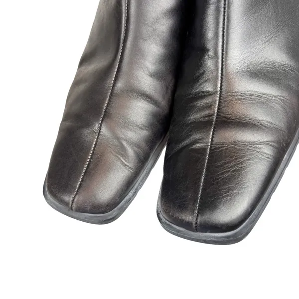 Vintage Ecco Black‎ Leather Square Toe Ankle Boots Booties Size 7 - Image 12