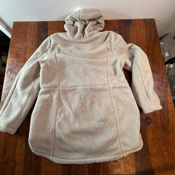 Gerry Womens Sherpa Fleece Hooded Full Zip Jacket Oatmeal Beige BG9225 Large - Image 2