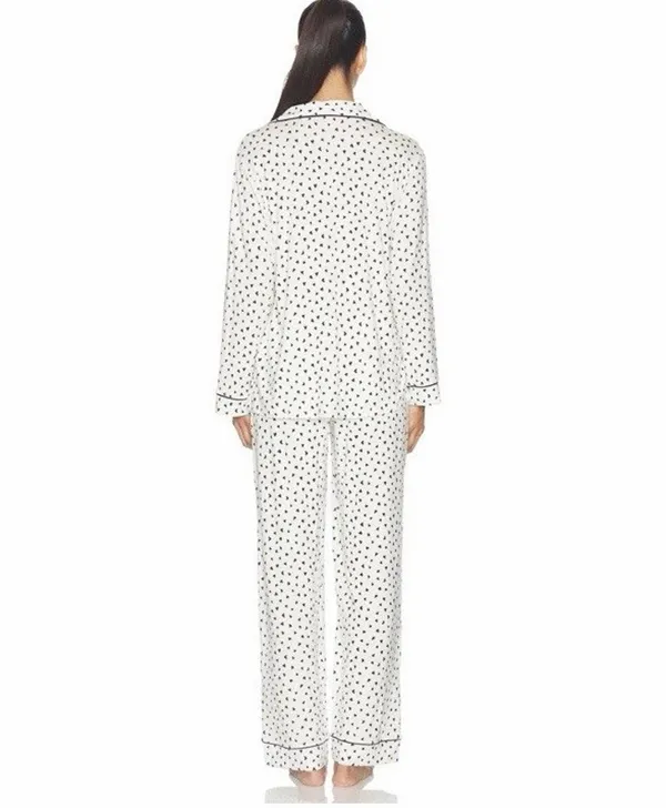 Eberjey Gisele Printed Long Pj Pants Tencel Heart To Heart White Bkack XL NEW - Image 2