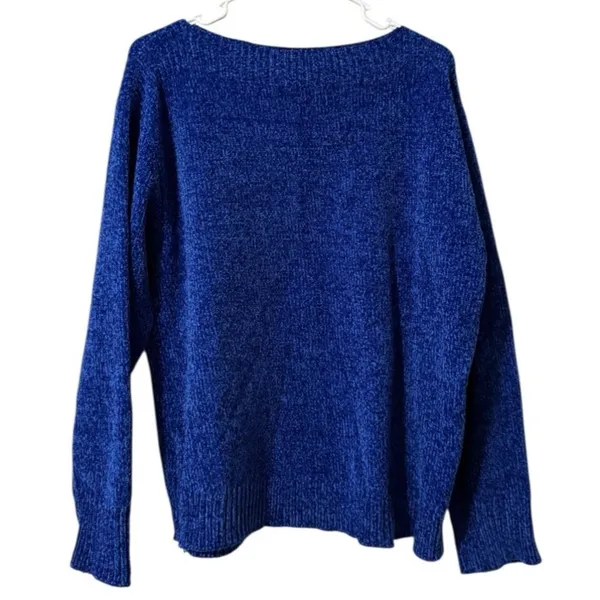 Lulu B Women Size Large Blue‎ Knit Sweater Polyester Classic City Office Winter - Image 2