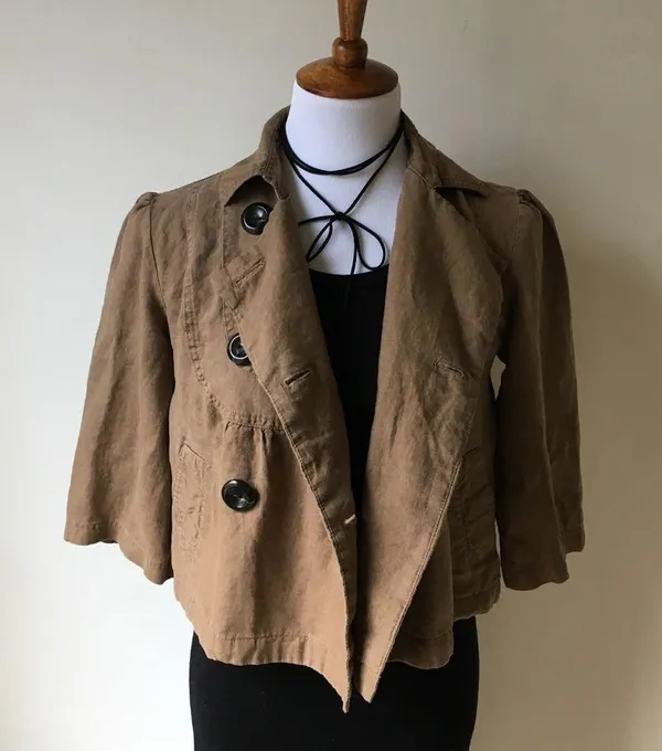 Linen Double Breasted Short Jacket Size XS - Image 4