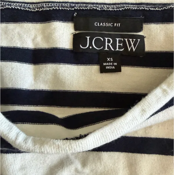 J.Crew Navy and White Striped Sailor Top - Image 3