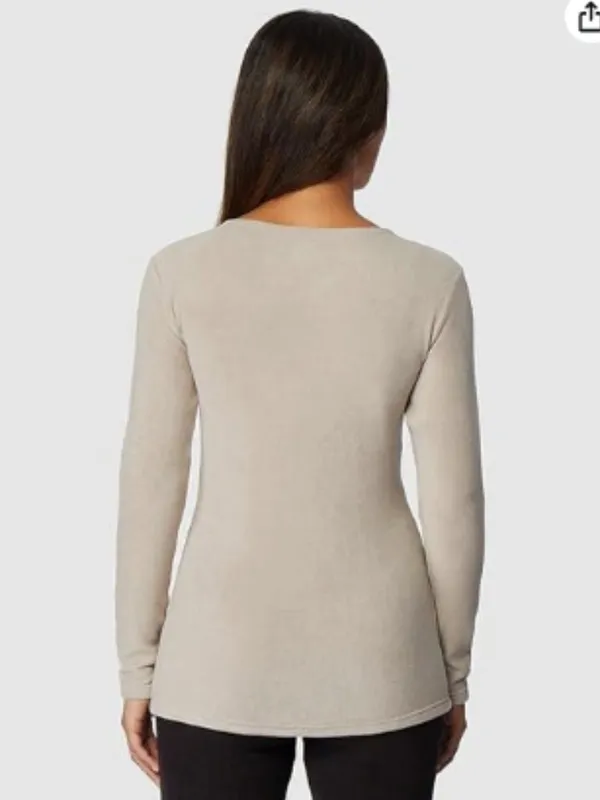32 Degrees Heat Women’s Size Medium Long Sleeve T-Shirt Heather Sandstone Beige - Image 2