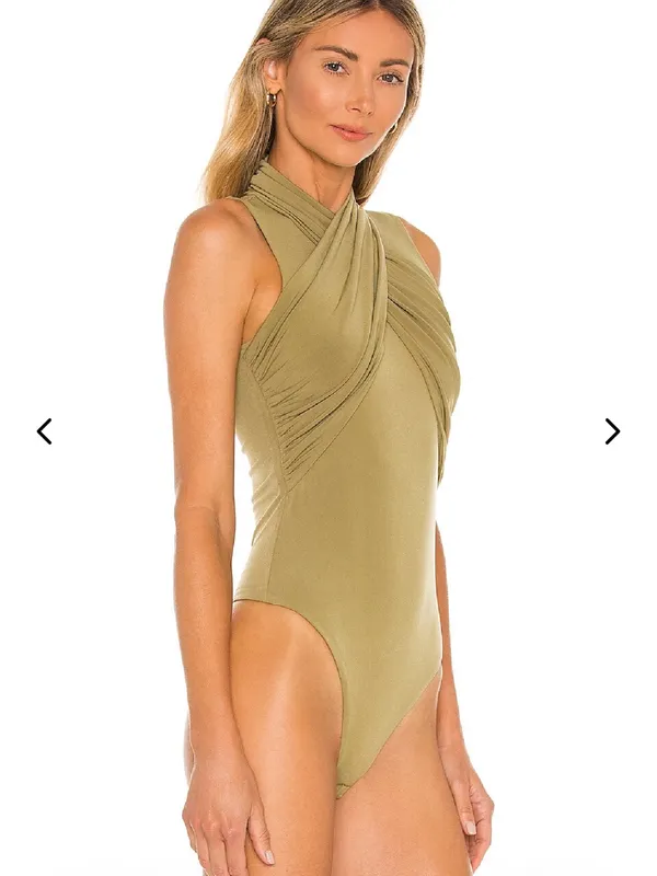 Revolve Lovers and Friends Kelly Bodysuit Olive Green Size Medium - Image 3