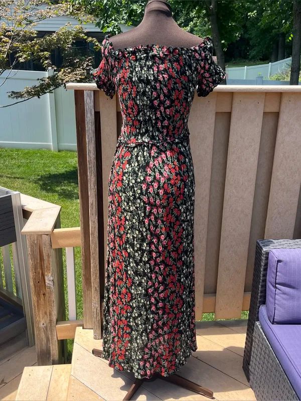 Patrons of Peace Topanga Smocked Floral Off the Shoulder Maxi Dress Size S Boho - Image 4