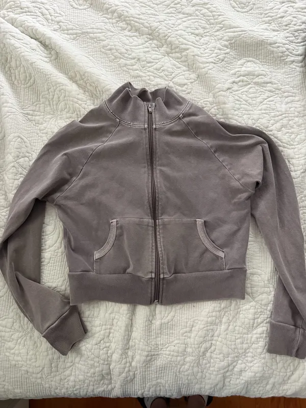 Skims brown boyfriend fleece track sweatshirt size medium - Image 2