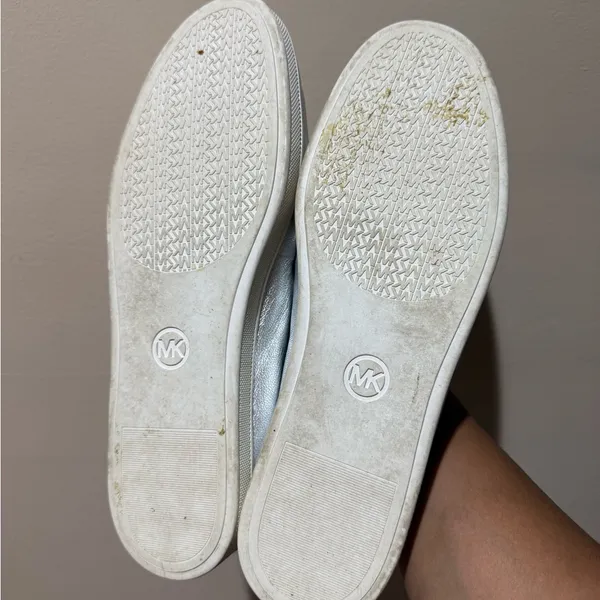 Michael Kors Loafers‎ Size 9 Leather Silver Metallic Callahan Moccasins U - Image 13
