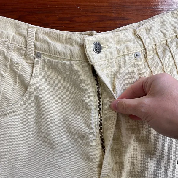 Vintage French Dressing 90s Butter Yellow High Waisted Denim Shorts Sz 10 💚🎀 - Image 12