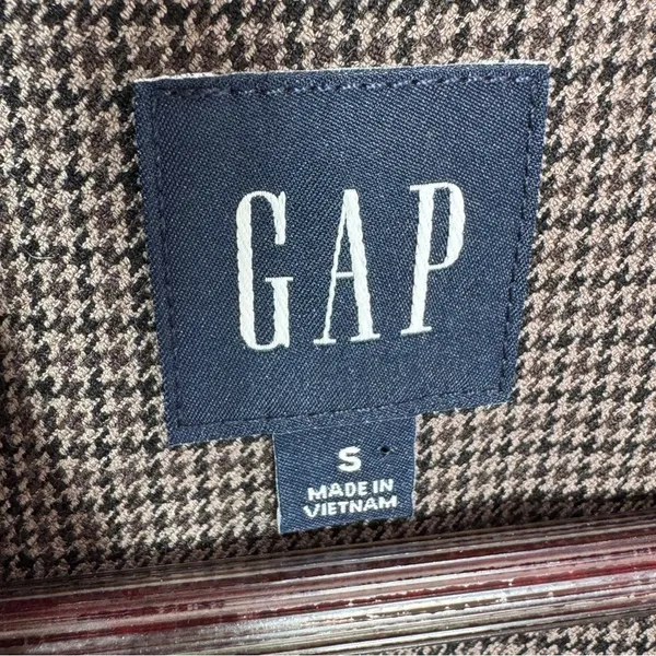 Gap Oversized Blazer Women Small‎ Brown Houndstooth Knit Jacket Heritage Preppy - Image 9