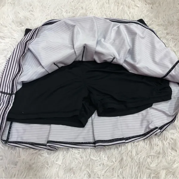 Kyodan Striped Pleated‎ Athletic Skort Skirt Black White Large - Image 4