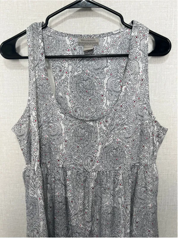 World Market Paisley Floral Boho Tiered Maxi Sleeveless Dress With Ruffled Hem - Image 2