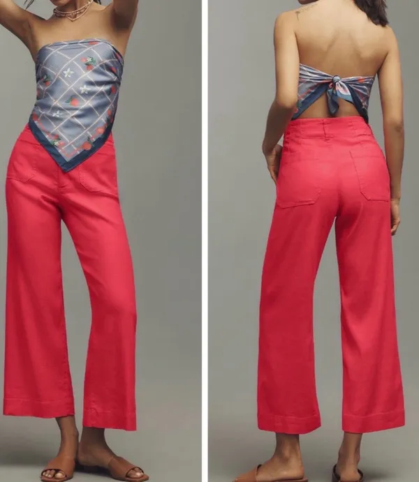 Anthropologie Maeve The Colette Wide-Leg Cropped Linen Pants, Size 29 - Image 2