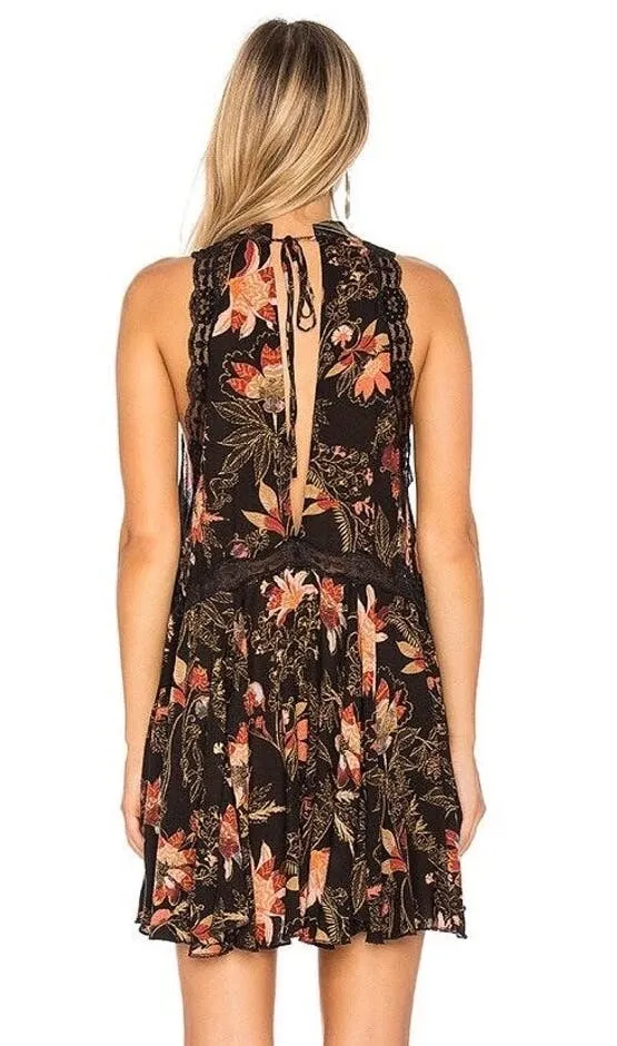 Free People She Moves Slip Dress Black Floral Lace - Image 6