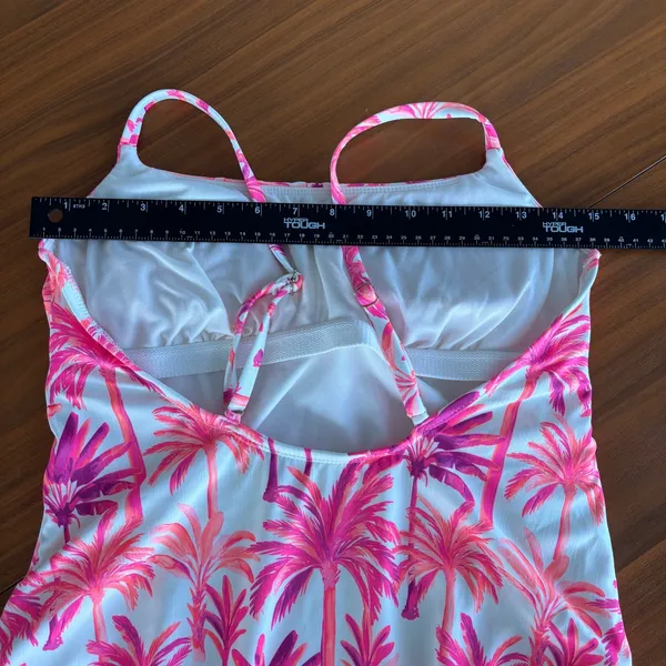Shade & Shore One Piece Swimsuit L Pink Purple Palm Tree Beachy Tropical Whimsy - Image 9
