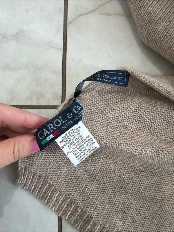 Carol & Co Tan Cashmere Blend Knit Cape - Image 3
