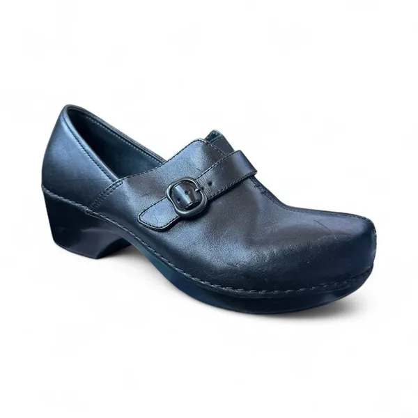 Dansko Tamara Black Leather Buckle Clogs EU 40 US 9.5 10 Comfort Career Shoes - Image 3