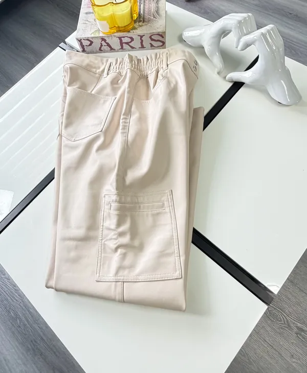 NWOT Shinestar Cream Faux Leather High Waist Cargo Pants L⁠🎀 - Image 12