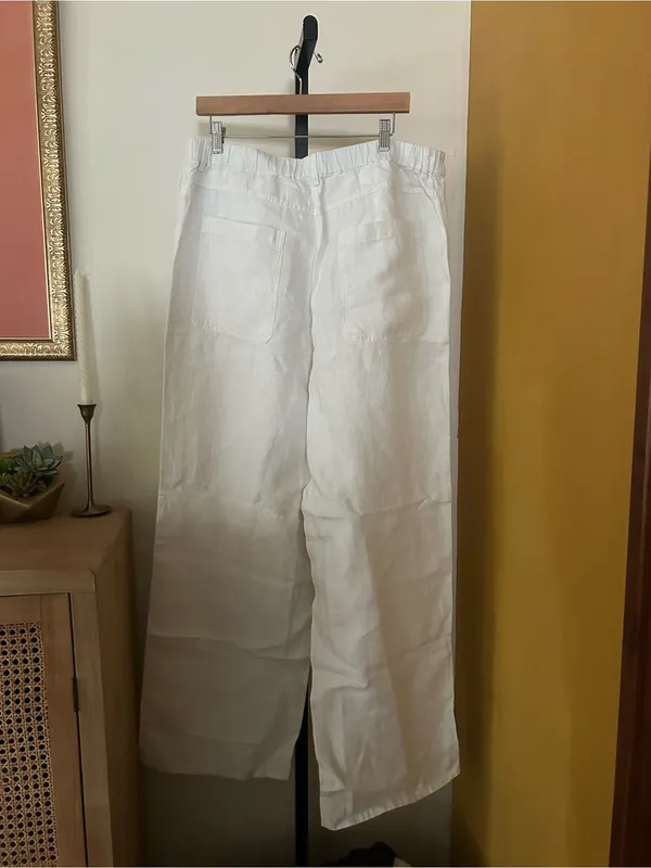 Madewell Zoe Relaxed Straight Pant in 100% Linen Ivory White NWT Size 16 Tall - Image 7