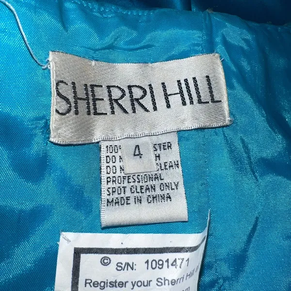 Sherri Hill Strapless Mermaid Style Prom Dress Gown Size 4 Gold Beaded Turquoise - Image 8