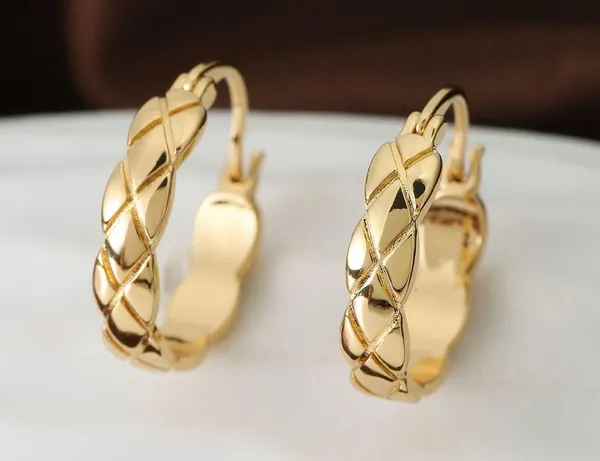 Polished Metal Texture Gold Hoop Earrings for Women - Image 2