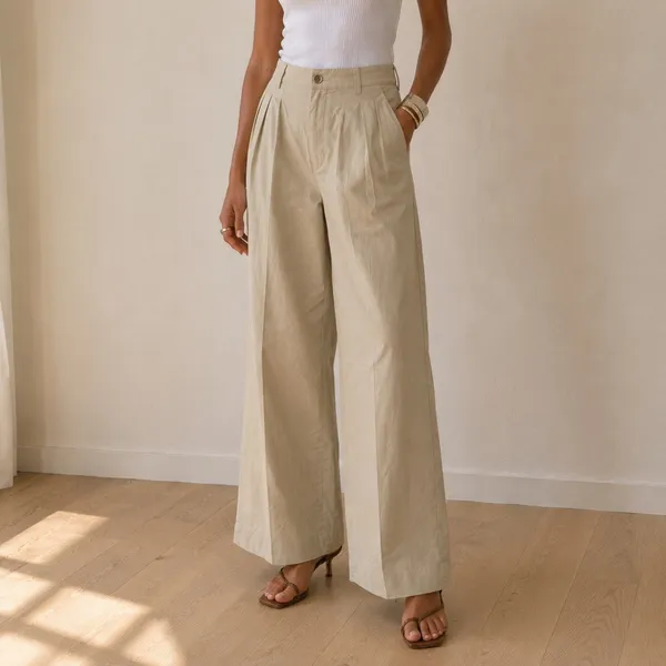 Vintage Y2K GAP Pleated Wide Leg Trousers High Rise Minimalist Quiet Luxury 6 - Image 2