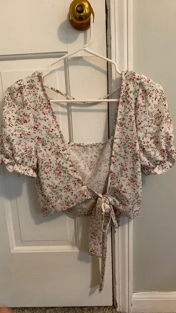 Tie Back Floral Shirt Multi Size M - Image 2