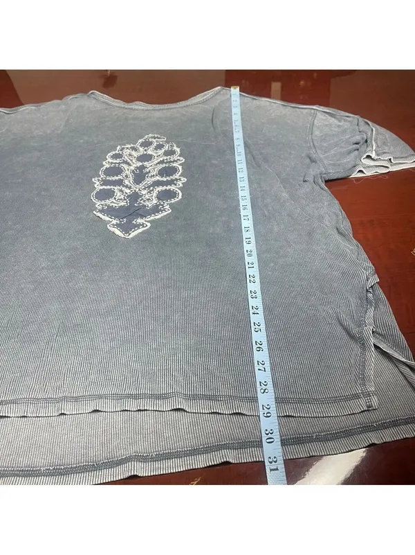 Free People FP Movement Harmony Tee - blue indigo combo burnout graphic Sz Large - Image 5