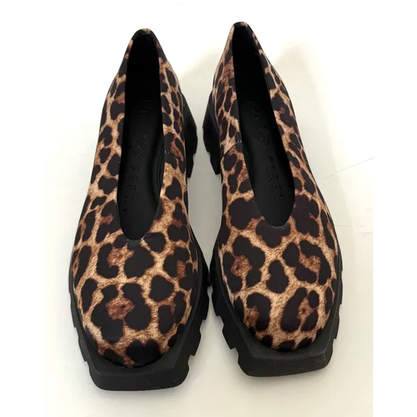 Katy Perry Daarling Leopard Print Slip On Flat Loafer Black Tan Size 5.5 NEW - Image 2