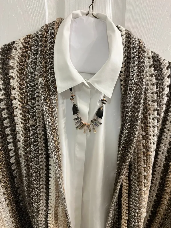 Chunky Knit Shawl with Oversized Pockets Brown - Image 2