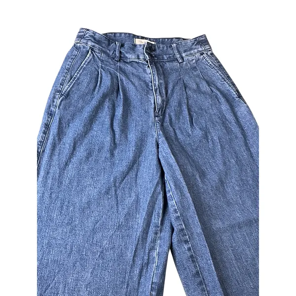 Madewell Wide Leg Pleated Jeans Medium Wash Blue High Rise‎ Trouser Size 0 - Image 3