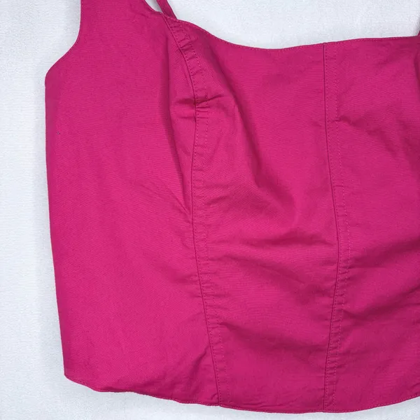 Abercrombie & Fitch Pink Poplin Crop Top - Image 6
