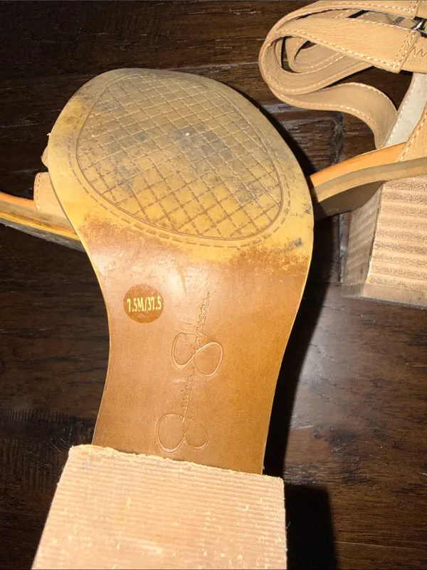 Jessica Simpson Women’s Tan Suede Block Heel Ankle Strap Sandals 7.5 - Image 6
