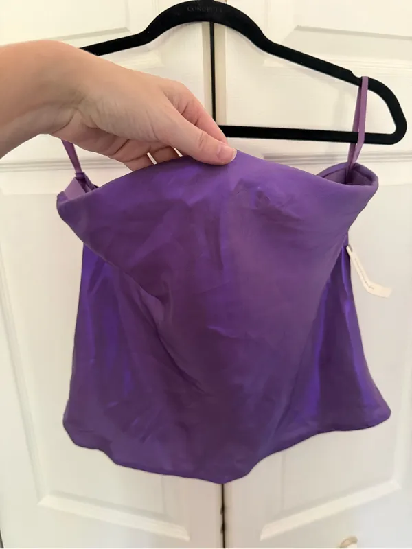 NWT Anthropologie Shine Tube Top in Lilac Purple Lavender Satin Strapless XS - Image 5