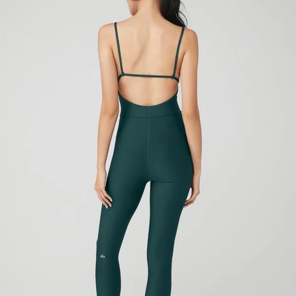 Alo Yoga Airlift Disco Daze Onesie Jumpsuit Forest Green XS - Image 3
