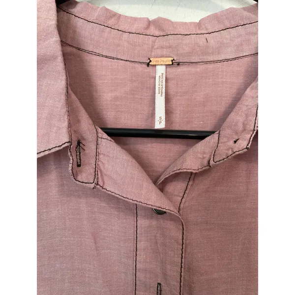 New Free People Pink Long Sleeve Button Down Shirt Women’s Small - Image 2